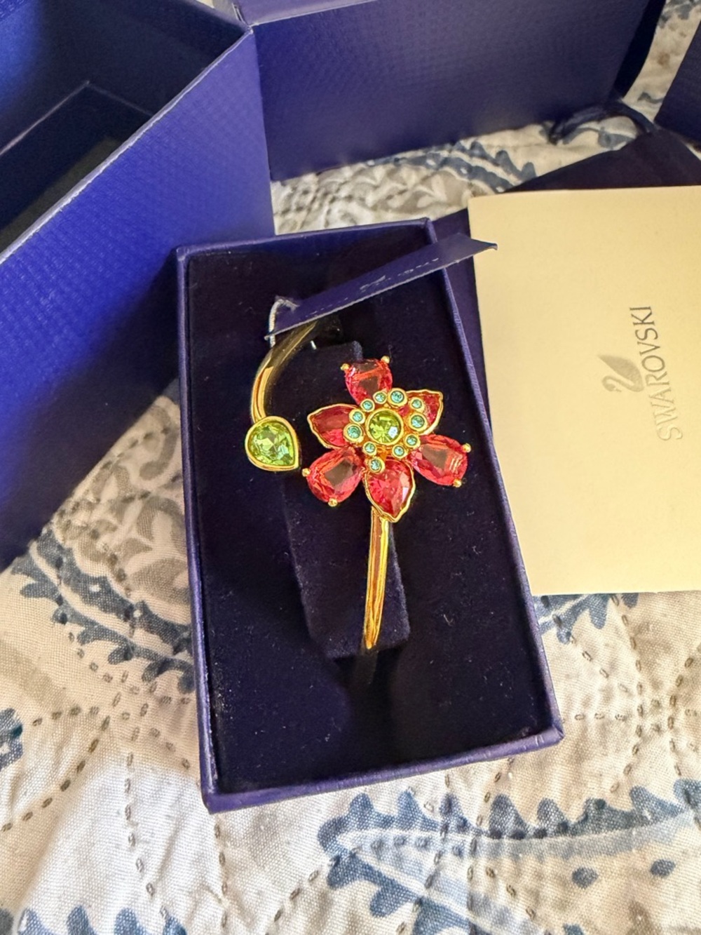 Swarovski Idyllia Bangle Bracelet, Mixed Cut, Flower Motif Multicolor Crystals,